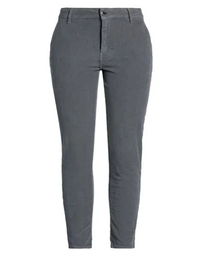 Siste's Woman Pants Lead Size 12 Cotton, Elastane In Gray