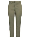Siste's Woman Pants Military Green Size 12 Cotton, Elastane