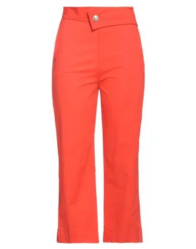 Siste's Woman Pants Orange Size S Cotton, Elastane