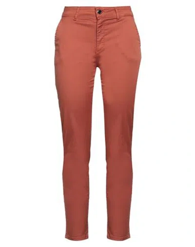 Siste's Woman Pants Rust Size 12 Cotton, Elastane In Red