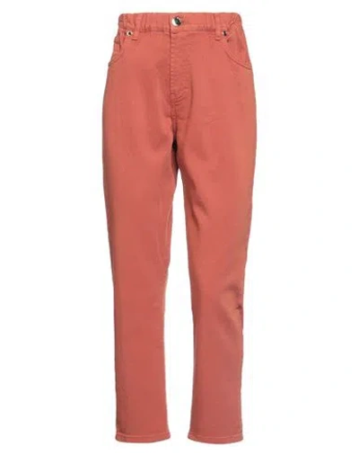 Siste's Woman Pants Rust Size 8 Cotton, Elastane In Red