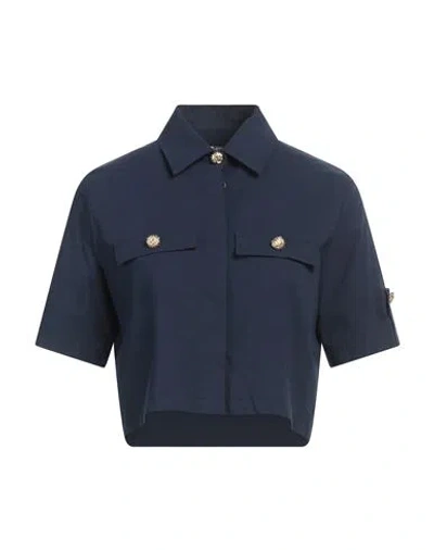 Siste's Woman Shirt Navy Size L Viscose, Nylon, Elastane In Navy