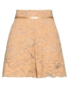 Siste's Woman Shorts & Bermuda Shorts Camel Size L Cotton, Nylon, Elastane In Beige