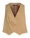 Siste's Woman Tailored Vest Camel Size L Polyester, Elastane, Viscose In Beige