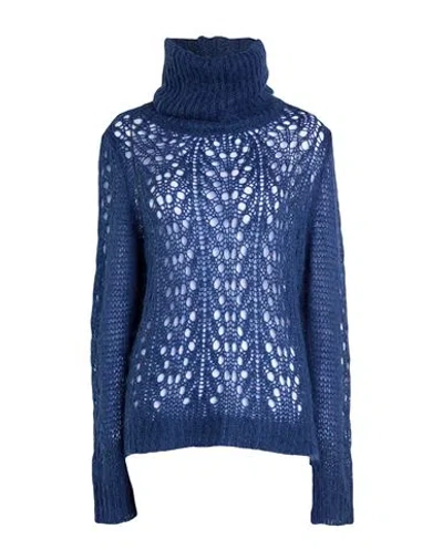 Siste's Woman Turtleneck Navy Size M/l Polyamide, Alpaca Wool, Acrylic