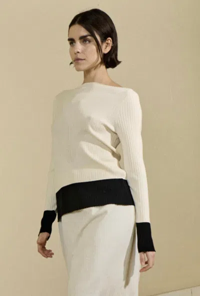 Sita Murt Color-block Ribbed Sweater In Cream W/ Black In White