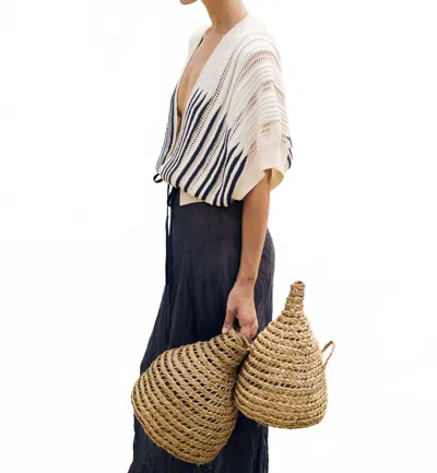 Sita Murt Fantasy Knitted Waistcoat Vest In Beige/ Navy