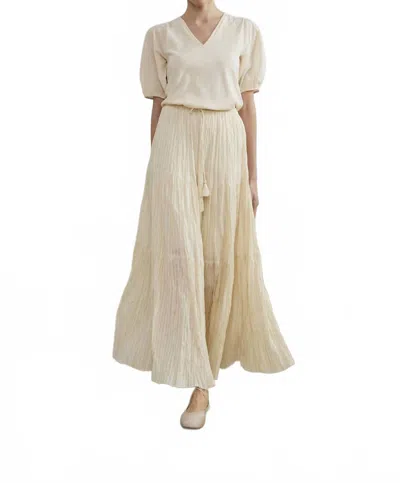 Sita Murt Lurex Long Tiered Maxi Skirt In Eggshell In Neutral