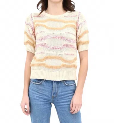 Sita Murt Open Weave Crew Striped Top In Multi In Yellow
