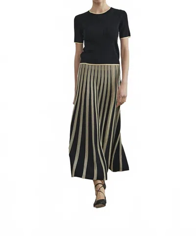 Sita Murt Radial Layer Midi Skirt In Black/ Beige