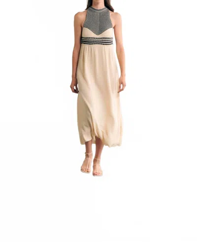 Sita Murt Textured Halter Dress In Ecru/blue In Multi