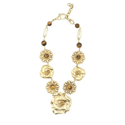 Sita Nevado Women's Gold / Brown Dues Flors Necklace - Brown In Multi