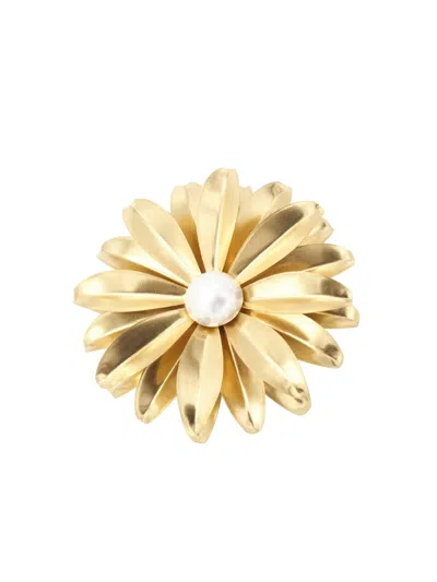 Sita Nevado Women's Gold / White Marga Brooch - White In Multi