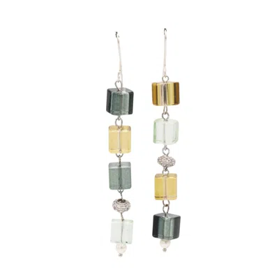 Sita Nevado Women's Green / Silver Twins Earrings - Green In Multi