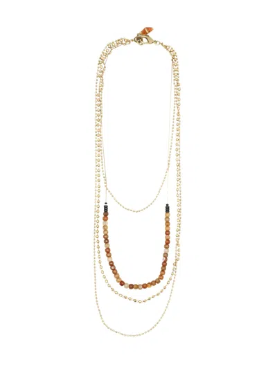 Sita Nevado Women's Orange / Gold Voltereta Necklace - Cornelian