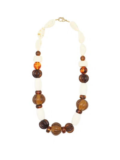 Sita Nevado Women's White / Brown Venus Necklace - Brown In Multi