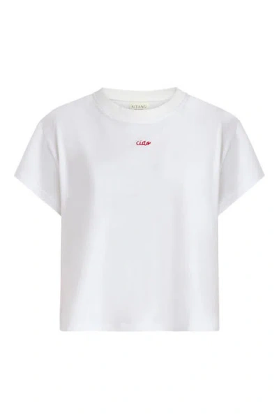 Sitano Ciao Embroidered Crop Tee In White