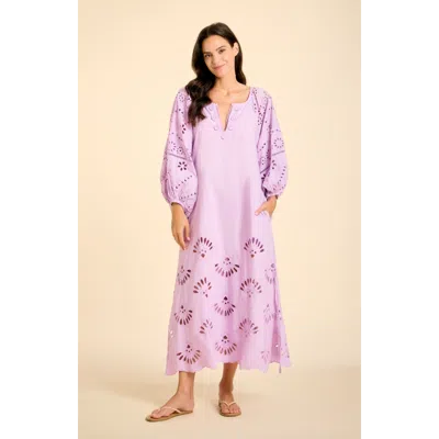 Sitano Donna Eyelet Maxi Dress In Purple