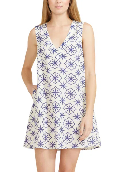 Sitano Natalia Dress In Blue/cream In Multi
