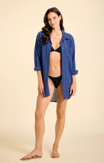 Sitano Po Eyelet Shirt Dress Cover-up In Multi