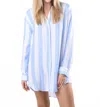 Sitano Po Long Sleeve Shirt Dress In Blue And Cabana Stripes In Multi