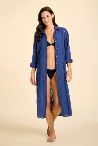 Sitano Po Maxi Shirt Dress Cover-up In Blue