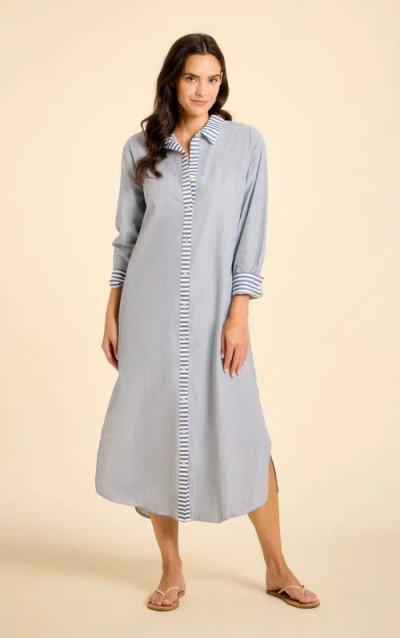 Sitano Riga Striped Shirt Dress In Blue