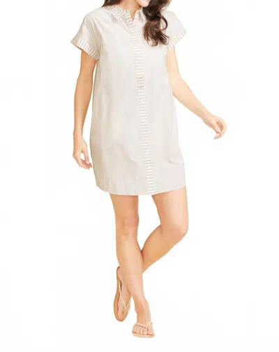 Sitano Women's Riga Short Sleeve Short Dress In Tan Stripes In White