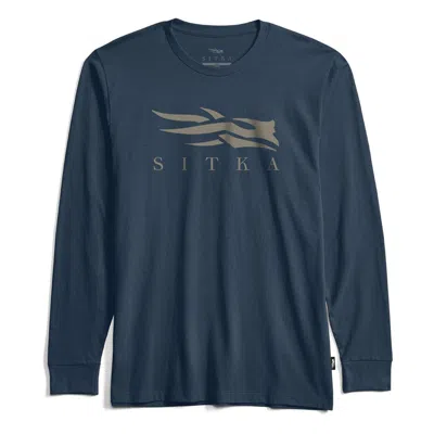 Sitka Men's  Icon Long Sleeve Crewneck Tee In Blue