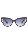 Sito Shades Allnighter 56mm Gradient Standard Cat Eye Sunglasses In Black Clear/ Grey Blue