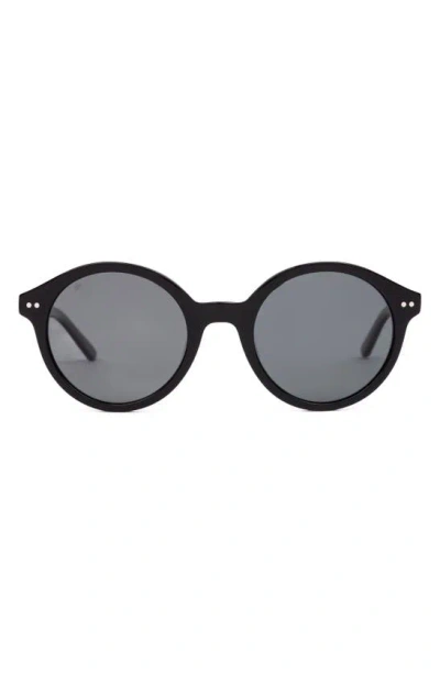 Sito Shades Dixon Polar 52mm Round Sunglasses In Black/ Iron Grey Polar