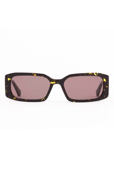 Sito Shades Inner Vision Polar 52mm Rectangle Sunglasses In Limeade Tort/ Iron Grey Polar