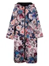 Sittingsuits Hooded Floral-print Coat In Multi