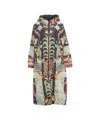 Sittingsuits Quilted Down Coat With Artistic Design And Hood In Multi