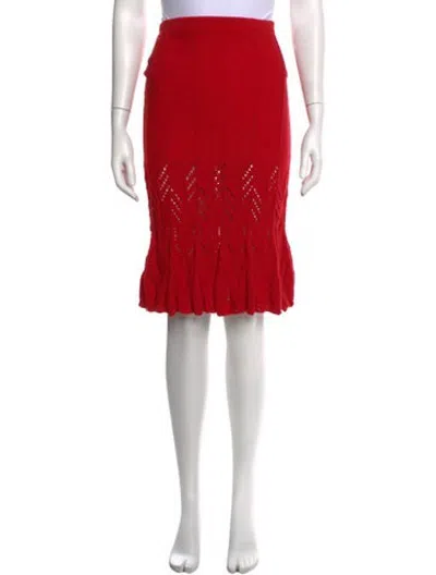 Pre-owned Situationist Patterned Midi Length Skirt In Red