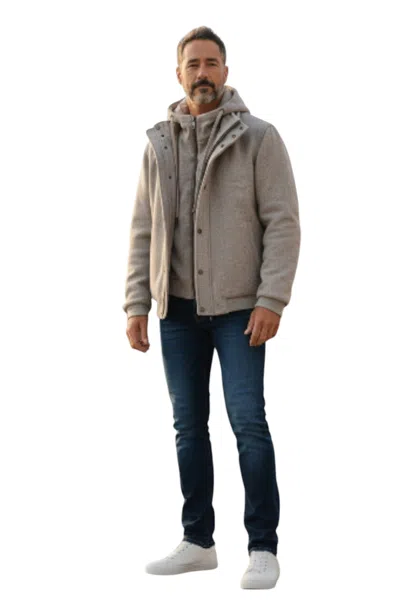 Siviglia Convertible Jacket With Removable Hood In Gray