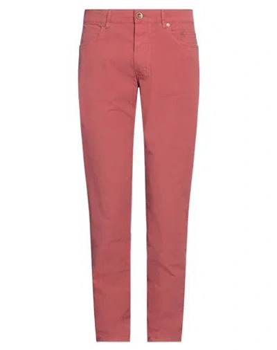 Siviglia Man Pants Brick Size 32 Cotton, Elastane In Red