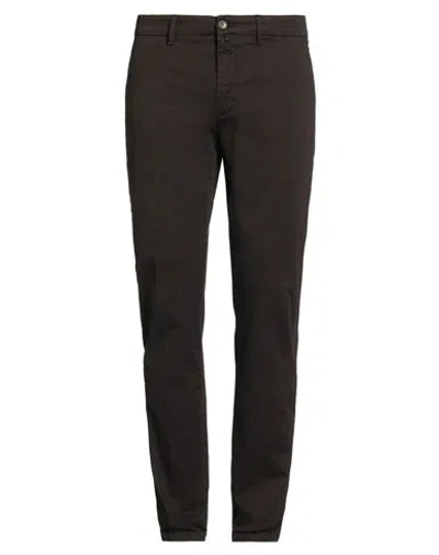 Siviglia Man Pants Dark Brown Size 35 Cotton, Elastane