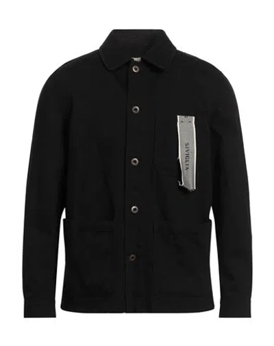 Siviglia Man Shirt Black Size 38 Cotton, Elastane