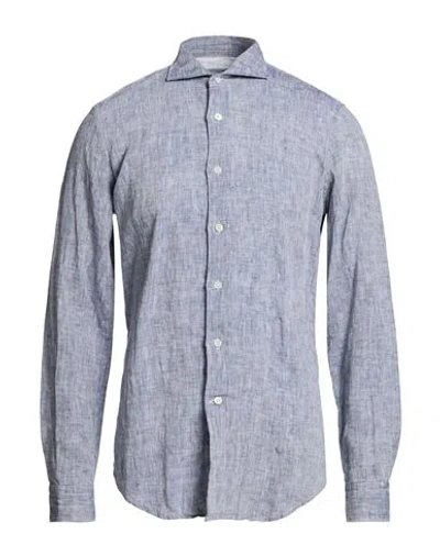 Siviglia Man Shirt Slate Blue Size 15 ½ Linen