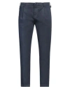 Siviglia White Man Pants Navy Size 32 Cotton, Elastane In Navy Blue