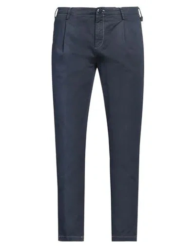 Siviglia White Man Pants Navy Size 32 Cotton, Elastane In Navy Blue