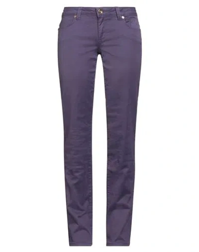 Siviglia Woman Pants Purple Size 29 Cotton, Elastane