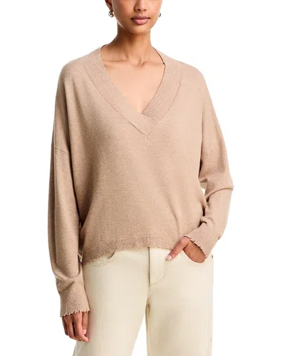 Six Fifty Geneva V Neck Dropped Shoulder Sweater In Neutral