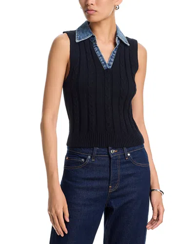 Six Fifty Monica Sleeveless Mixed Media Sweater In Black