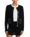Six Fifty Natalia Faux Leather Trim Cardigan In Black
