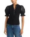 Six Fifty Robin Puffed Sleeve Top In Black