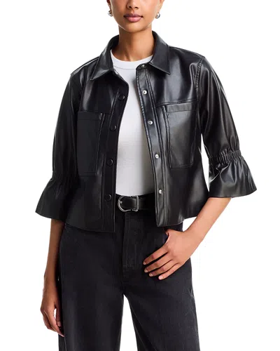 Six Fifty Romy Faux Leather Flared Elbow Sleeve Jacket In Black