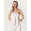 Six Stories Bandeau Satin Flippy Top In Multi