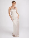 Six Stories Bow One Shoulder Satin Bridesmaid Dress In Gray